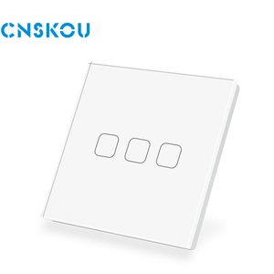 Cnskou giá tốt EU/UK 1/2/3gang Tempered Glass Dây duy nhất điện dung 12V tường cảm ứng ánh sáng Thiết bị chuyển mạch điện Trung Quốc ổ cắm - Product Image 3