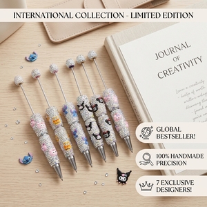 Stylo bille en plastique 1 mm non effaçable, entièrement orné <span class=keywords><strong>de</strong></span> strass, thème Père Noël, Halloween, Noël, fabriqué avec soin, idéal pour le bricolage et les dessins animés. - Product Image 1