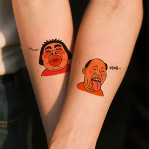 Coloridos tatuajes temporales pegatina divertida Goofy pareja <span class=keywords><strong>beso</strong></span> y lengua Linda pareja de dibujos animados tatuaje impermeable para cara brazo pierna - Product Image 3