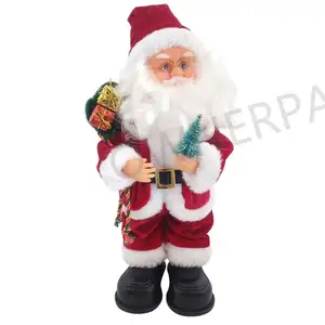 2025 Kunstmatige Kerstman Pluche Pop Ornamenten Kerstcadeaus Outdoor Geanimeerde Kerstversiering Met Muziek