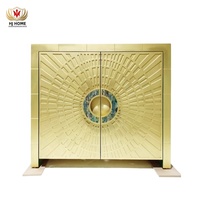 HJ Home Meubles de villa de luxe incrustation en os et revêtement en laiton Talitha Armoire et buffet Console et coffre à 2 portes