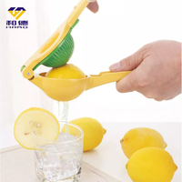 Presse-agrumes manuel 2-en-1 en alliage d'aluminium jaune-vert pour citron, lime, orange, agrumes, pastèque et fruits tropicaux