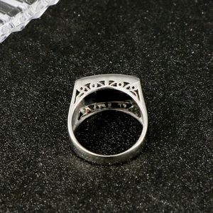 Men's Stainless Steel Black Zircon <b>Ring</b> Geometric Square Design Index <b>Thumb</b> <b>Ring</b> SA715 - Product Image 4