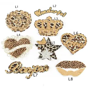 Neue 8 Arten Leoparden muster Stickerei Pailletten Patch Liebe Herz Krone Nähen auf Eisen auf Aufkleber Glänzende Pailletten Applikationen