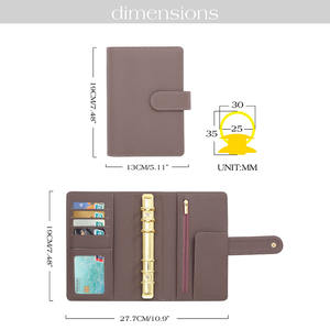 Hongbo Best Seller raccoglitore di libri A6 in pelle di ciottoli anello in oro 35 colori raccoglitore di carte Custom Fly Leaf borsa per documenti - Product Image 5