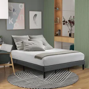 アメリカンウェアハウス送料無料クラシックモダン無垢材ベッド最新スラットサポートキングサイズプラットフォーム木製シングルベッドフレーム