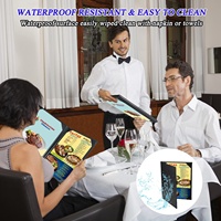 Porte-menu en cuir PU noir avec logo personnalisé, pliable, format A4, pour hôtel, table, restaurant