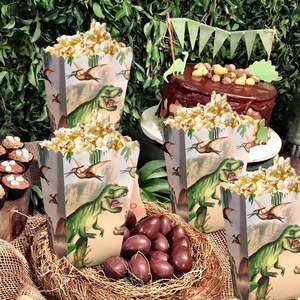 6 Pcs Dinosaure Popcorn Boîtes Traiter Sacs Jungle Bonbons Goodie Sacs pour Wild One Rex Trois Dino Fête D'anniversaire Faveurs - Product Image 4