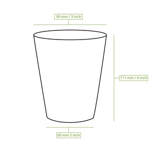 Gobelets à café en papier écologiques biodégradables de 12 oz, blancs, Ø 90 mm, imprimés avec l'icône Ecoup, à paroi simple, grand format - Product Image 2