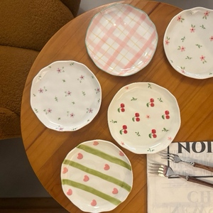 Coreano in ceramica da 6 pollici piatto da Dessert irregolare piccolo piatto da torta noci che servono piatti fatti a mano sottosmalto - Product Image 1