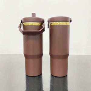 Gobelet isotherme anti-fuite plaqué or 30 oz avec poignée portable, personnalisable avec logo DIY, pour bouteille d'eau, tasse, verre à boire, idéal pour les films UV DTF - Product Image 2