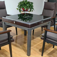 Table de mahjong automatique multifonctionnelle avec cadre en verre trempé, pieds en métal ultra silencieux, 4 joueurs, durable, portable pour les jeux à domicile