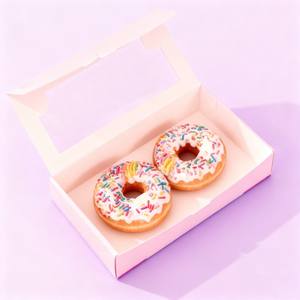 Boîte en papier en gros pour beignets, boîtes à friandises, boîtes roses, logo estampé, emballage pour beignets avec fenêtre - Product Image 2