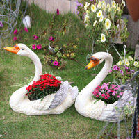Pot de fleurs élégant en forme de cygne, fait à la main en résine, pour la décoration de la maison et du jardin, résistant aux intempéries, écologique, art d'extérieur
