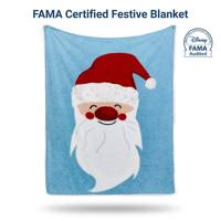 Couverture de Noël en demi-velours imprimée Père Noël, couverture décorative festive certifiée FAMA, collection de vente au détail