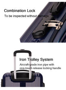 Ensemble de valises à roulettes bleues rigides légères à bas prix 3 pièces 4 roues en ABS PC Matériel de luxe classique imperméable - Product Image 2