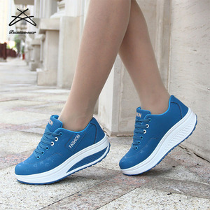 Vente en gros de baskets pour femmes en cuir PU à semelle épaisse, à lacets, pour la course, le sport, le quotidien et le travail - Product Image 4