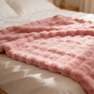 Süper Yumuşak Dokuma Çizgili Suni Tavşan Kürkü Flanel Battaniye %100 Polyester Sıcak Rahat Kalın Peluş Kanepe Yatak Koltuk Ev Uykusu İçin - Product Image 5