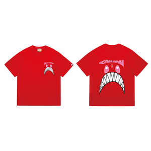 Été Unisexe pour <span class=keywords><strong>Bape</strong></span> pour Shark T-Shirt High Street Trendy Brand Wholesale Short Sleeve Solid Pattern Loose - Product Image 6