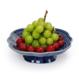 Plato de cerámica para frutas con soporte, forma irregular, porcelana, estilo tradicional chino, para servir té, bocadillos o en bodas. - Product Image 5