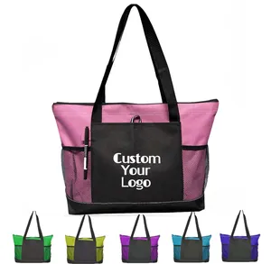 Reusable Recycled 300D Polyester Shopping Tote Bag For Worker Office Teacher Students Shopping Bags