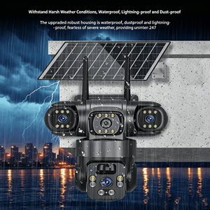 Caméra de sécurité à triple objectif 6MP 360° °   Caméra PTZ couleur vision nocturne solaire et batterie V380 <span class=keywords><strong>Pro</strong></span> pour usage extérieur personnalisable - Product Image 2