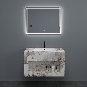 Évier en céramique à joint zéro intégré Rock Plate Luxe Minimalisme Surface solide Comptoir Salle de bain Vanité Amérique centrale et du Sud - Product Image 1