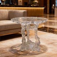 Table basse circulaire personnalisable en résine transparente au design contemporain et antique pour restaurant commercial - Écologique et durable
