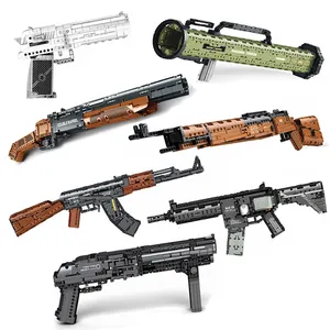 Reobrix सैन्य WW2 शॉट गन आग बुलेट हथियार 98K AK47 मॉडल तकनीकी विधानसभा बंदूक ईंटें बिल्डिंग ब्लॉक्स खिलौने सेट