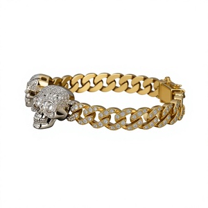 Pulseras de Eslabones Cubanos Plateadas con Incrustaciones de Perlas de Agua Dulce y Circonitas, Joyería Unisex para Fiestas, Regalo de Estilo Hip Hop - Product Image 1