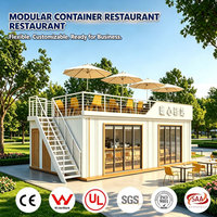 Restaurant en conteneur prêt à l'emploi avec cuisine, 20 pieds, 40 pieds, système Plug and Play, restaurant modulaire préfabriqué en conteneur maritime