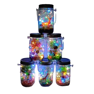 HY senlin craft Cross border landscape glass jar LED outdoor decoration hanging light Color Solar glow Mason bottle DIY material