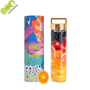GA5062 550ml Wassertropfen-Einwandglasflasche Reise-Silikon Großhandel Borosilikatglas-Wasserflasche mit Bambusdeckel - Product Image 4