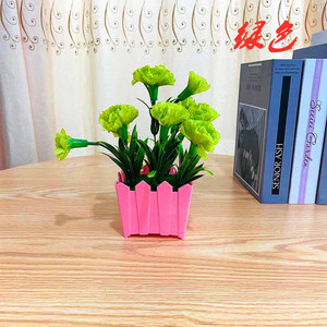Plante artificielle en pot Qi Xing, œillet de 18 cm de haut, en tissu et plastique, ornement de bureau, petite décoration de bonsaï - Product Image 2