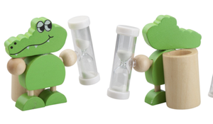 Support de brosse à <span class=keywords><strong>dents</strong></span> en bois <span class=keywords><strong>pour</strong></span> enfants, motif crocodile de dessin animé, avec minuteur de brossage, jouet <span class=keywords><strong>pour</strong></span> enfants - Product Image 4