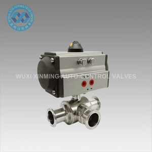 Vanne à boisseau sphérique pneumatique filetée Hastelloy, vanne à trois voies filetée avec fonction stable DN25-DN900, ensemble de 3 vannes pneumatiques - Product Image 1