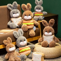 Peluche Lapin Mignon Créatif, Jouet en Peluche Animal Doux, Poupée Lapin Rembourrée avec Hamburger et Toast pour Enfants, Décoration Maison, Cadeau d'Anniversaire