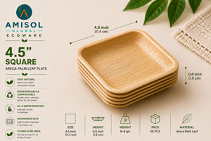 4.5 Inch Square Areca Palm Leaf Disposable <b>Side</b> <b>Plate</b> | Compostable Eco-Friendly Heavy-Duty Catering <b>Plate</b> - Product Image 4