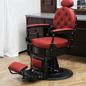 Chaise de barbier hydraulique à hauteur réglable, chaise de coiffure traditionnelle avec repose-pieds et base ronde pour salon de coiffure - Product Image 4