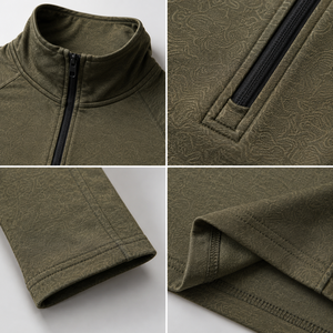Custom Logo Men's Quarter Zip Hiking Pullover Quick Dry Long Sleeve Outdoor Performance Shirt Stretch Activewear - Product Image 4
