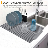 Tapis de séchage de vaisselle en silicone pliable, protection de comptoir de cuisine, dessous de plat résistant à la chaleur, compatible four, micro-ondes et lave-vaisselle
