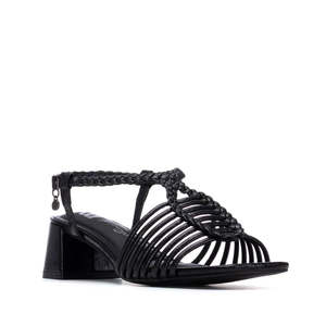 Sandales à talons pour femme Xti, noires, talon de 5 cm, taille 39, design à lanières - Product Image 2
