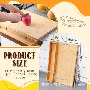 <b>Bamboo</b> Cutting Board With Storage Tray Rectangle Kitchen Chopping Block With Waste <b>Container</b> - Product Image 4