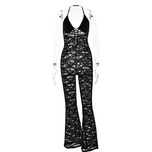 Novedad de Primavera: Pantalones de Una Pieza Ajustados con Cuello Halter, Espalda Descubierta y Encaje Calado Transparente, de Moda Sexy para Mujer - Colección Verano - Product Image 5