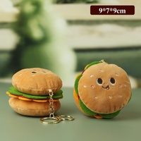 Pendentif hamburger en peluche mignon, porte-clés créatif en velours avec rembourrage en coton PP