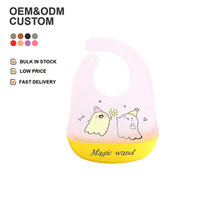 Bavoirs pour bébés en silicone sans BPA avec logo personnalisé Fermeture à bouton imprimé animal mignon arc-en-ciel Service OEM à faible quantité minimale de commande pour les tout-petits - Product Image 1