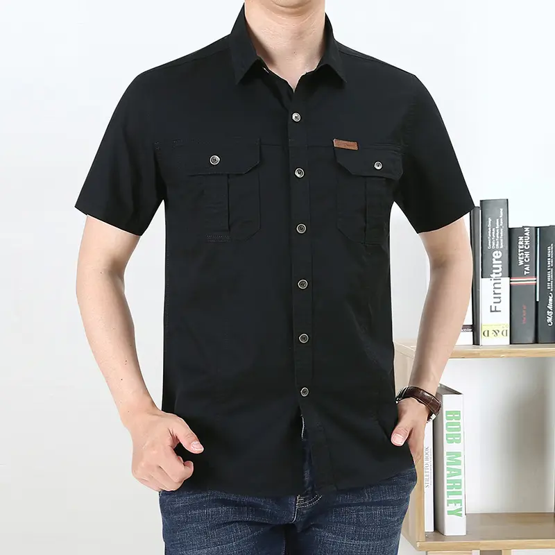 2023 мужская Свободная Повседневная рубашка большого размера, мужская Тонкая однобортная рубашка на пуговицах с карманами