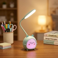 Lampe de bureau LED électrique USB rechargeable en ABS, motif animal mignon, lumière chaude et froide (3000K-6000K) à CRI élevé, intensité réglable, pour dortoir