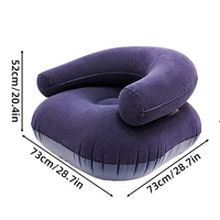 Canapé gonflable portable en PVC floqué en forme de U, fauteuil gonflable individuel avec accoudoirs et dossier pour l'intérieur et l'extérieur