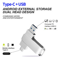 Memorias USB Personalizadas de Metal USB3.0 de 8GB-128GB de Alta Velocidad, Tipo C 2 en 1, Giratorias, Pendrive